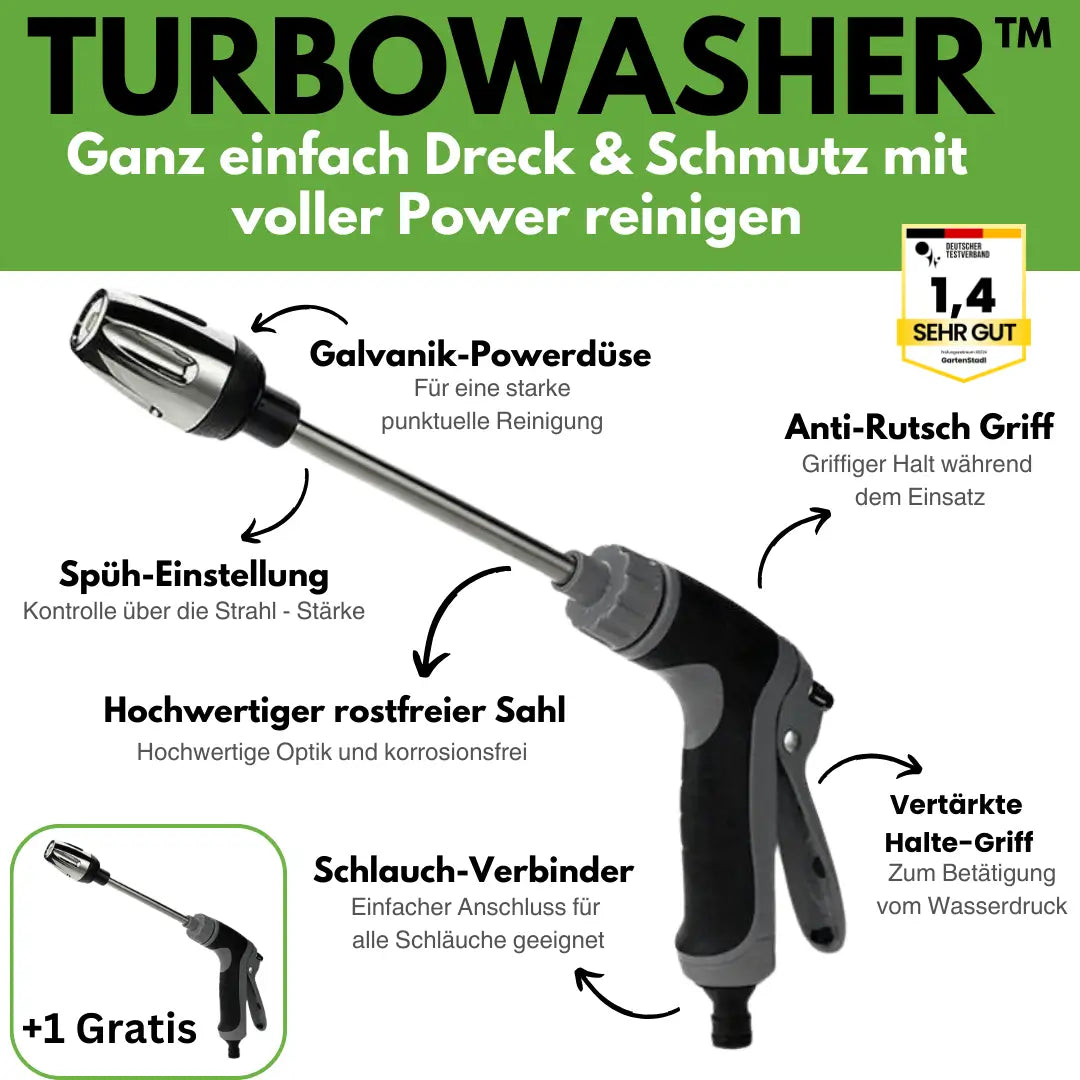 High-Pressure Nozzle for Garden Hose Adjustable Rotating Jet Powerful Cleaner | Sansoti