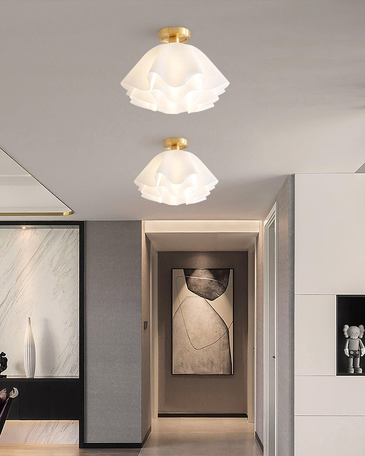 Ceiling Lamp Modern Folded Design Acrylic Copper E27 LED Living Room | Sansoti