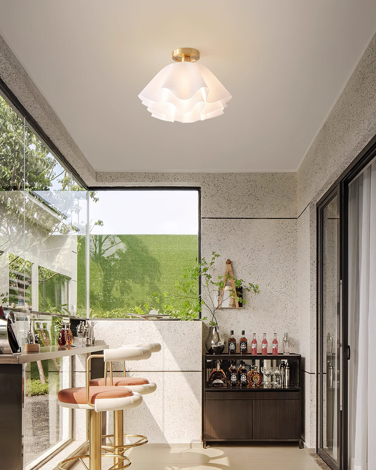 Ceiling Lamp Modern Folded Design Acrylic Copper E27 LED Living Room | Sansoti