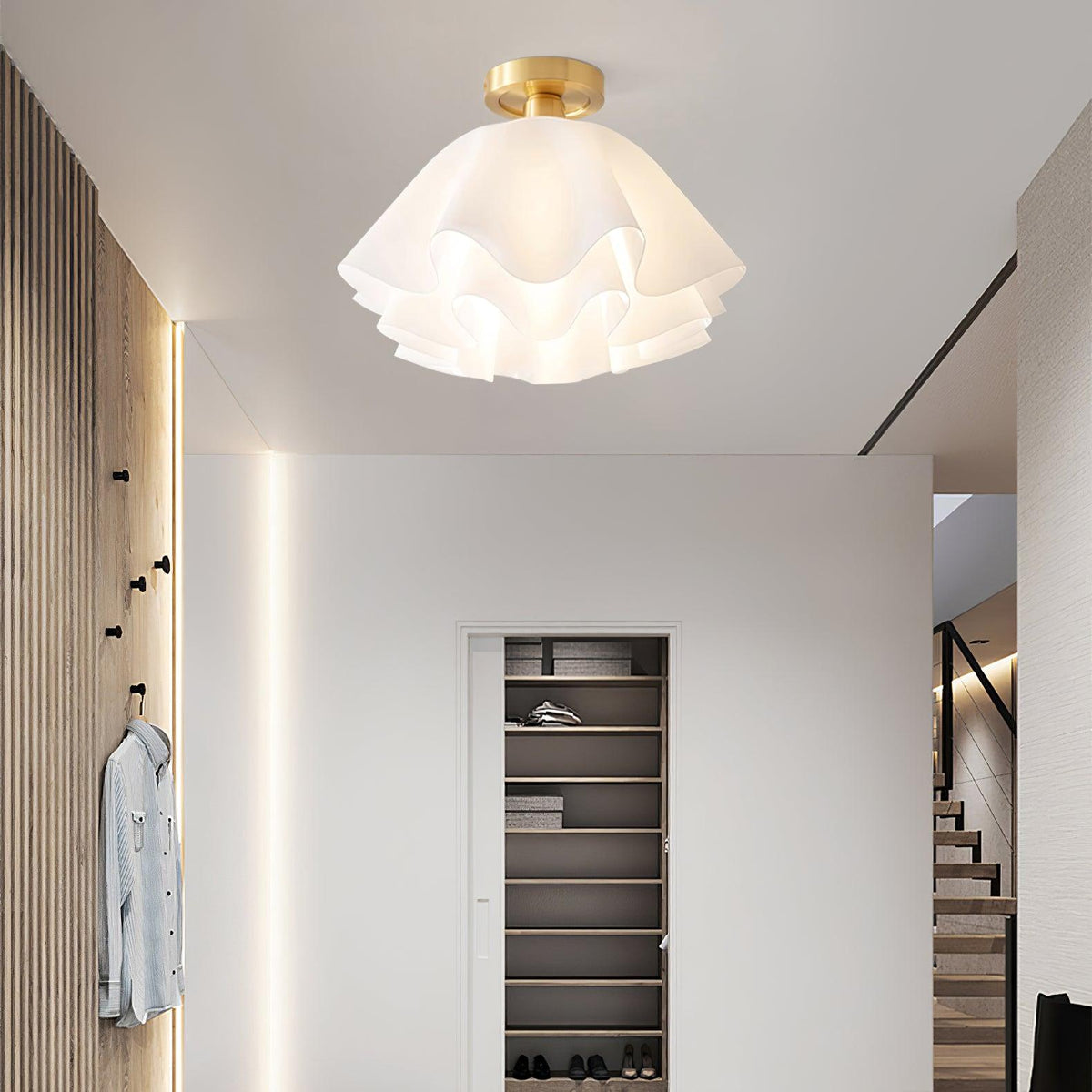 Ceiling Lamp Modern Folded Design Acrylic Copper E27 LED Living Room | Sansoti