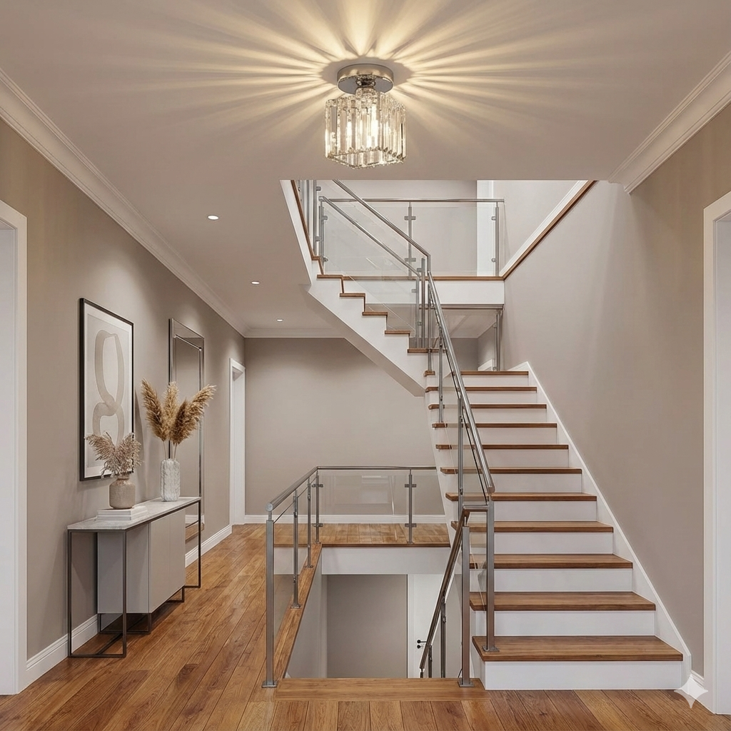 Ceiling Lamp Crystal Black Silver Gold E27 Surface Mounted Modern Hall Living Room | Sansoti