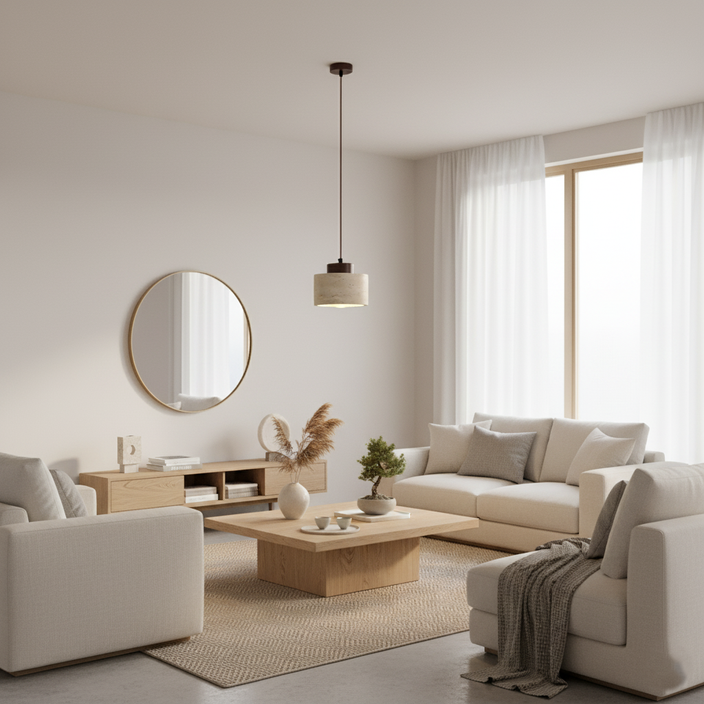 Wandlampe Marmor Alabaster Rund LED 3000K Travertin Nordic Design | Sansoti