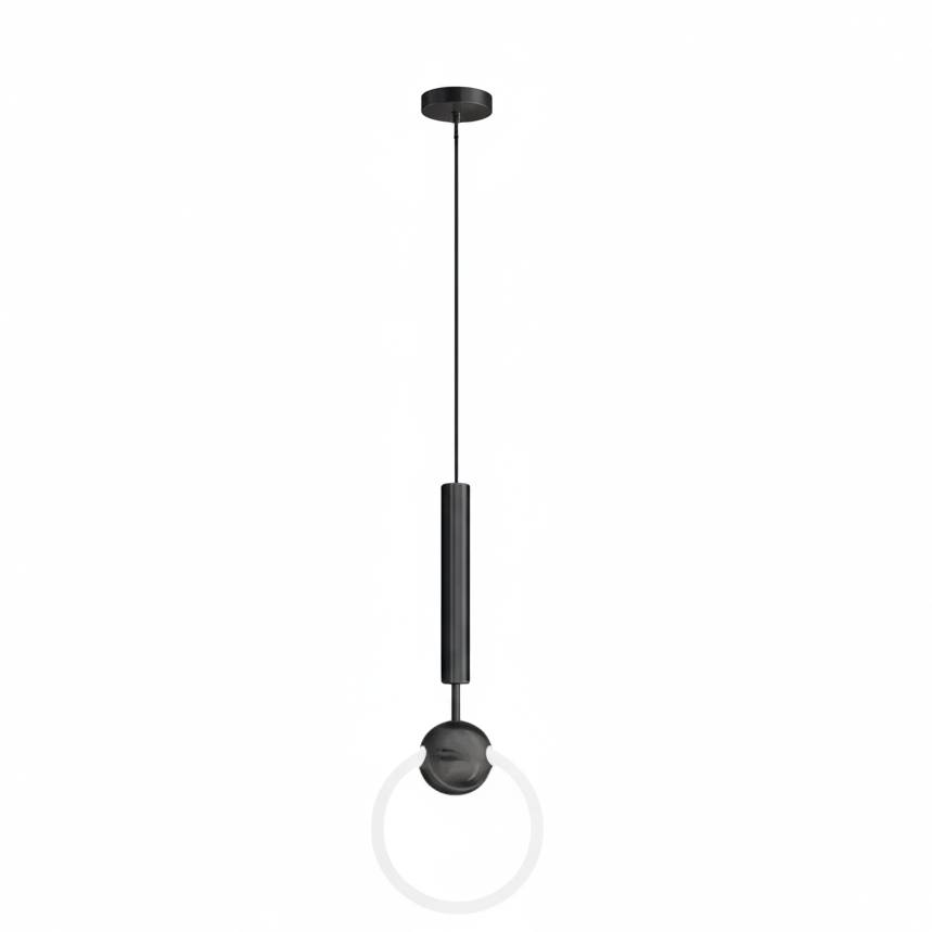 Ronde Hanglamp met LED-Ring Aluminium Goud Zwart Verstelbaar Eetkamer Slaapkamer Woonkamer Modern Design | Sansoti