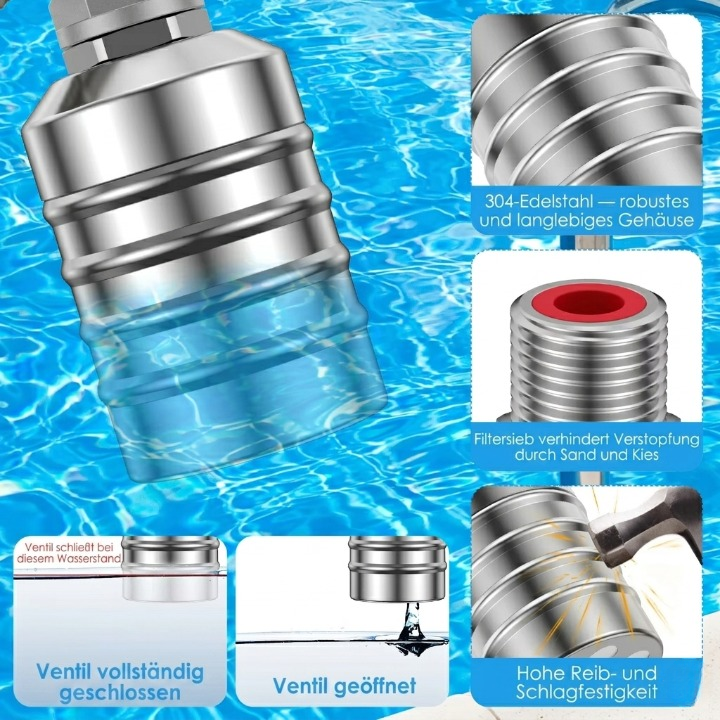 Schwimmerventil Automatisch Edelstahl 304 Ohne Strom für Wassertank Zisterne Regelung | Sansoti