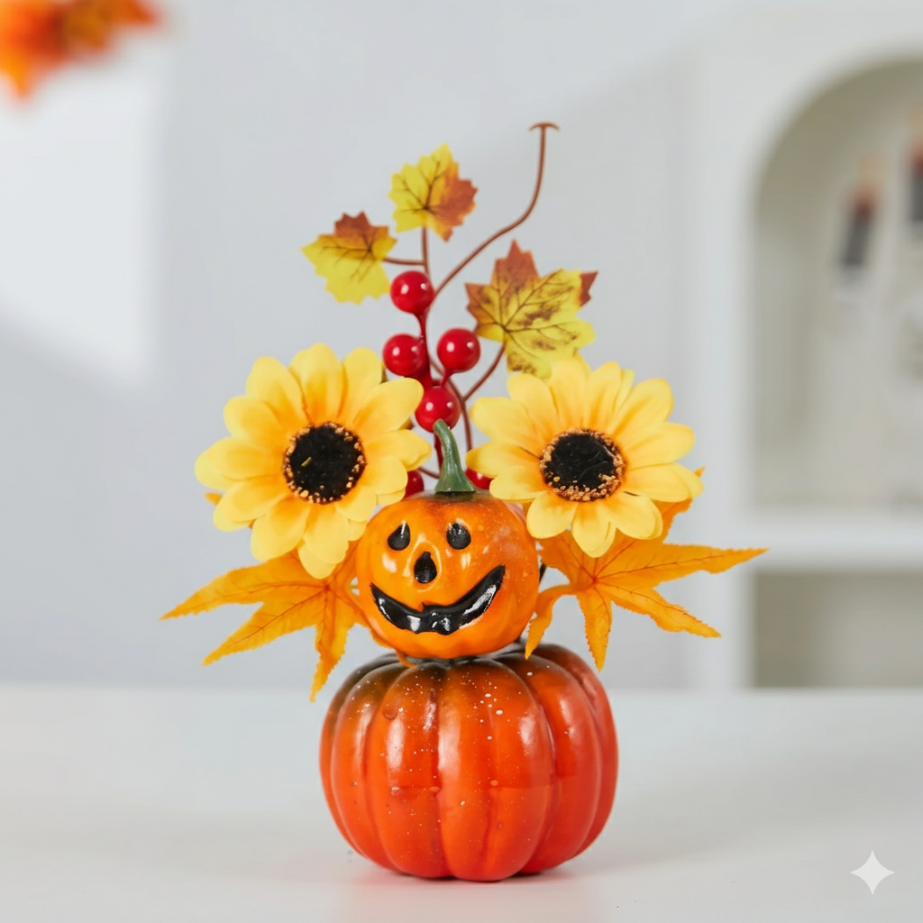 Autumn decorations with Pumpkins and Maple Leaves – Realistic Fall Arrangements for a Warm, Atmospheric Interior | Sansoti