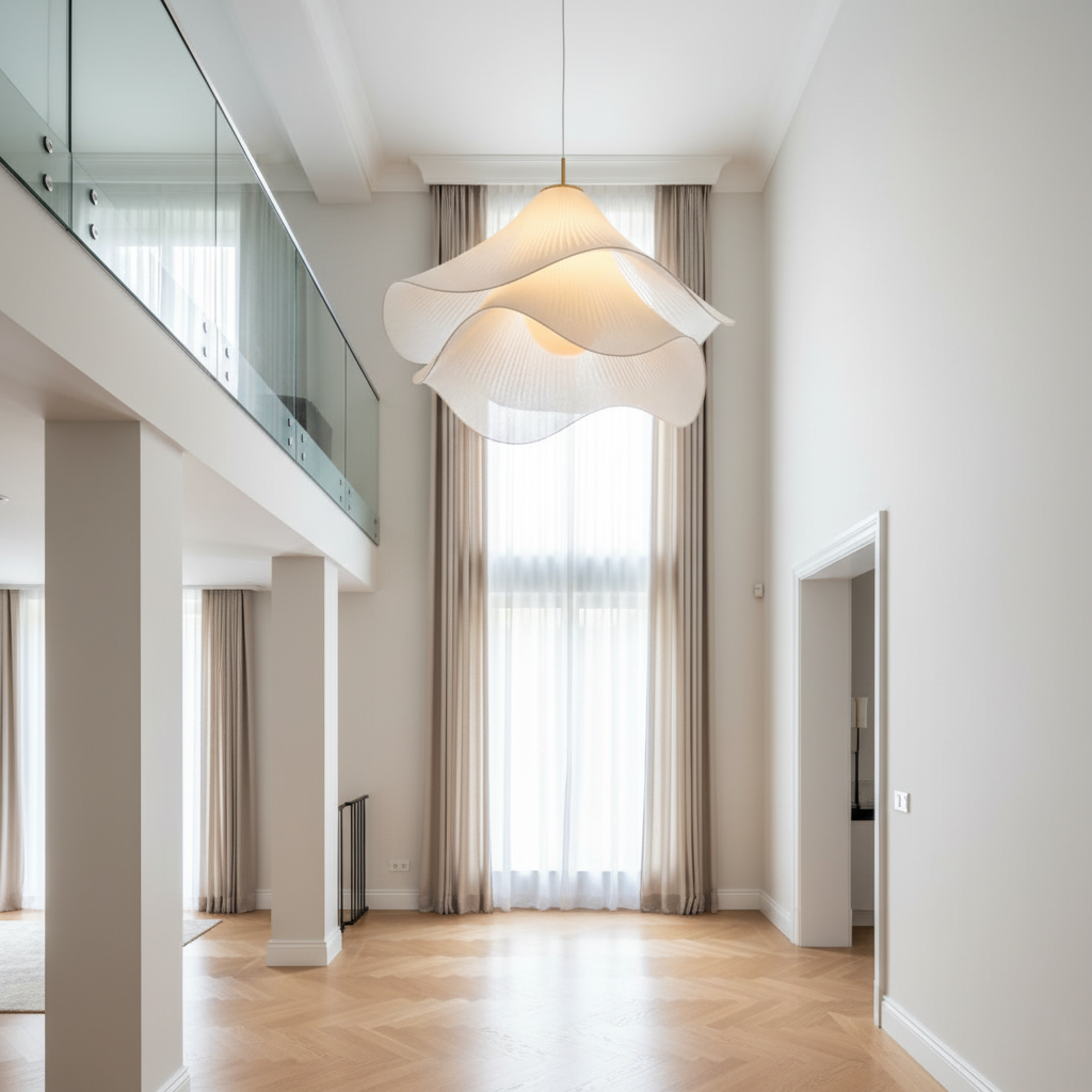 Hängelampe Japandi Stoff Rund Skandinavisch Design E27 40-80cm Warmes Licht | Sansoti
