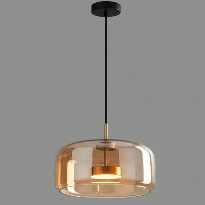 Glazen Hanglamp Handgeblazen Rookglas Amber LED Eettafel Woonkamer Plafondverlichting Zwevend Design Modern | Sansoti