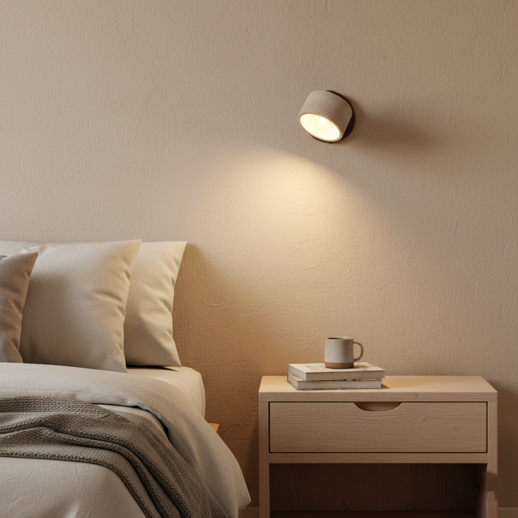 Wall Lamp Travertine Stone LED E27 3000K Japandi Compact Round | Sansoti