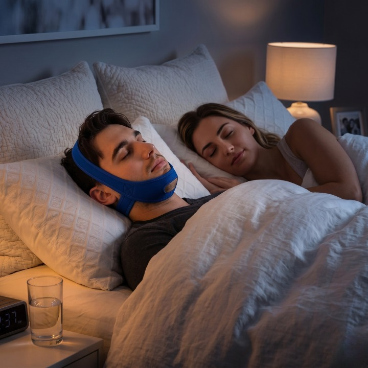 Anti-Snoring Chin Strap Adjustable Neoprene Sleep Band Against Snoring 54-68cm | Sansoti