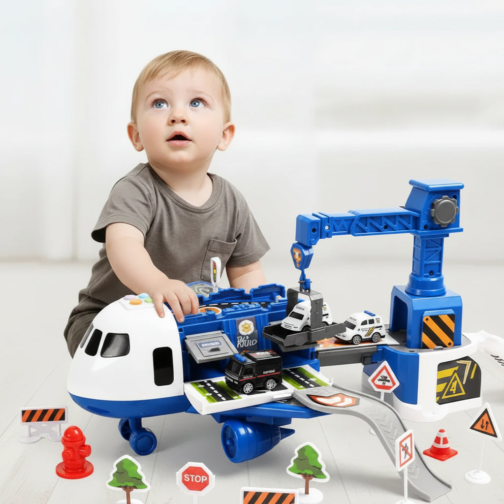 Airplane Playset with Rescue Vehicles Educational Toy for Children Aged 3+ Adventure Role-Play Creative | Sansoti