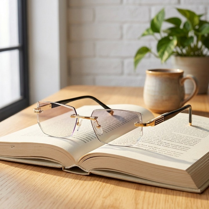 Rimless Multifocal Reading Glasses with Blue Light Filter +1.0 to +4.0 | Sansoti