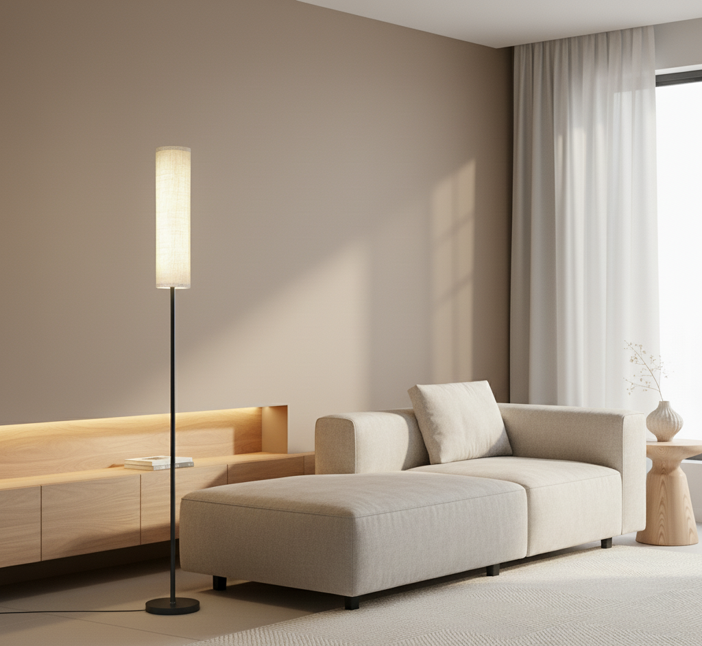 170 cm Dimmable LED Floor Lamp with Remote Control Scandinavian Wood and Metal Warm to Cool White | Sansoti