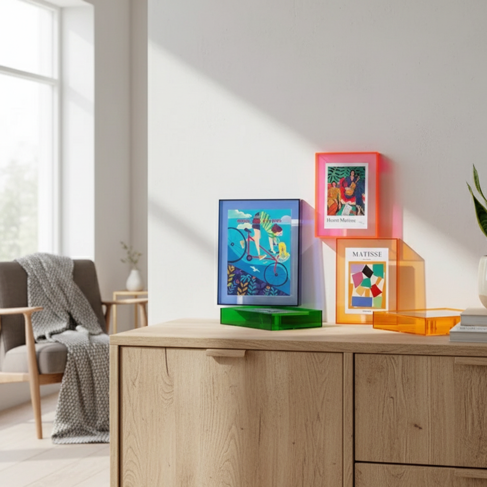 Transparent Acrylic Freestanding Photo Frame Small 11x14 15x19 Double-Sided Desk Photo Frame Modern Design | Sansoti