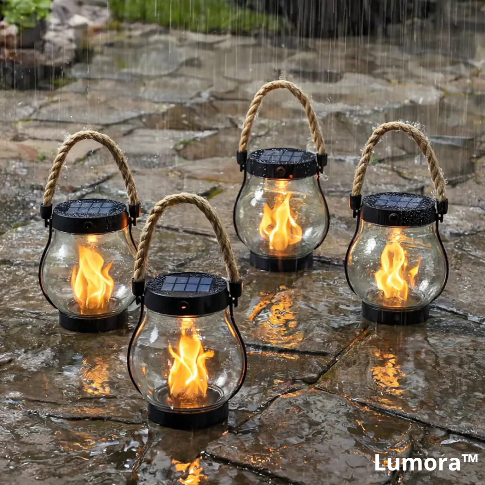 Solar-Powered Flame Effect Lantern – Waterproof Garden Lighting with Realistic Firelight | Sansoti