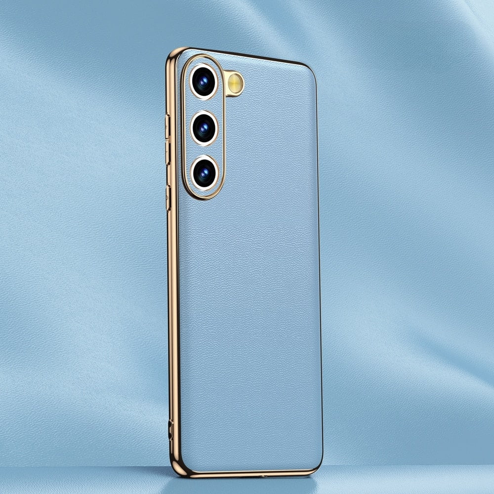 Smartphone-Hülle aus echtem Rindsleder mit metallisierten Seiten für Samsung Galaxy S21–S25 und Note 20, kabelloses Laden | Sansoti