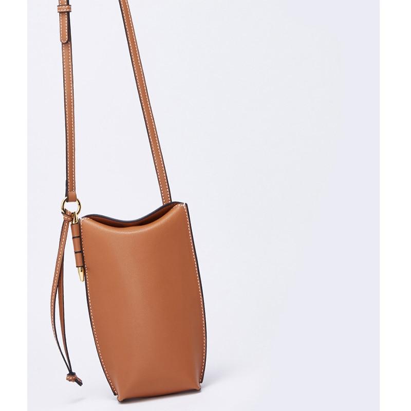 Compact Leather Phone Bag with Shoulder Strap Crossbody Phone Pouch for Women Card Holder Wallet Hands-Free | Sansoti