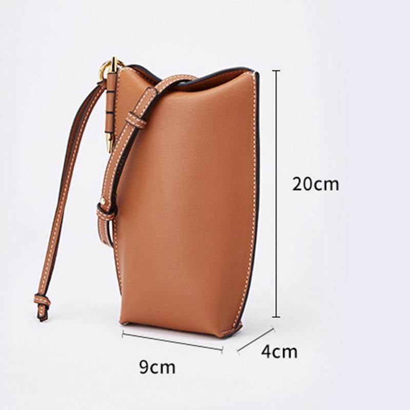 Compact Leather Phone Bag with Shoulder Strap Crossbody Phone Pouch for Women Card Holder Wallet Hands-Free | Sansoti