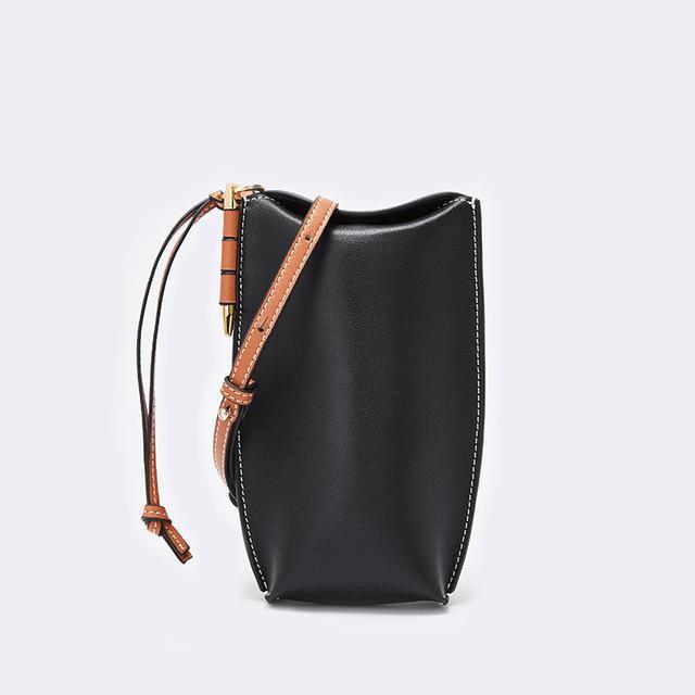 Compact Leather Phone Bag with Shoulder Strap Crossbody Phone Pouch for Women Card Holder Wallet Hands-Free | Sansoti