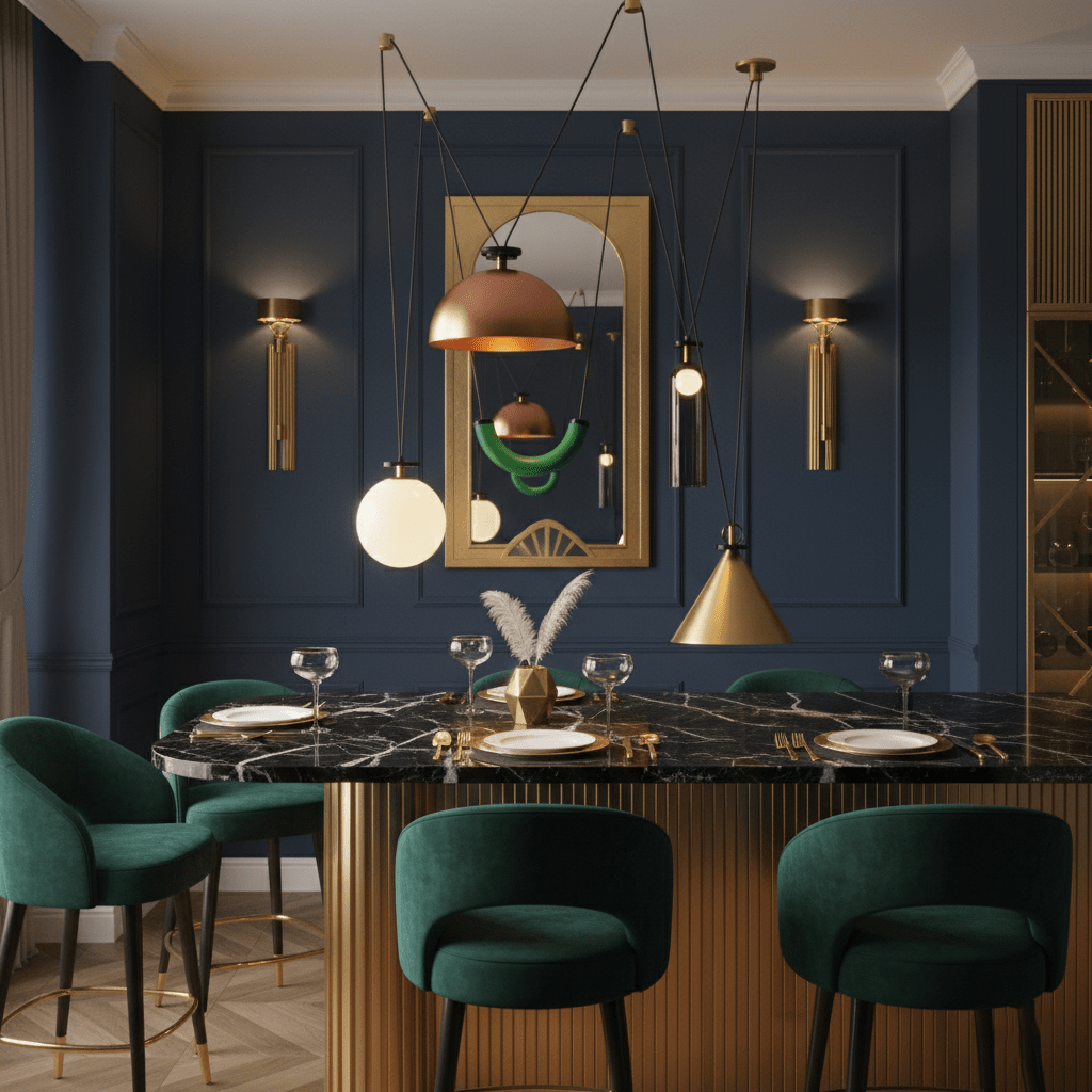 Modular geometric chandelier with abstract shapes | Sansoti