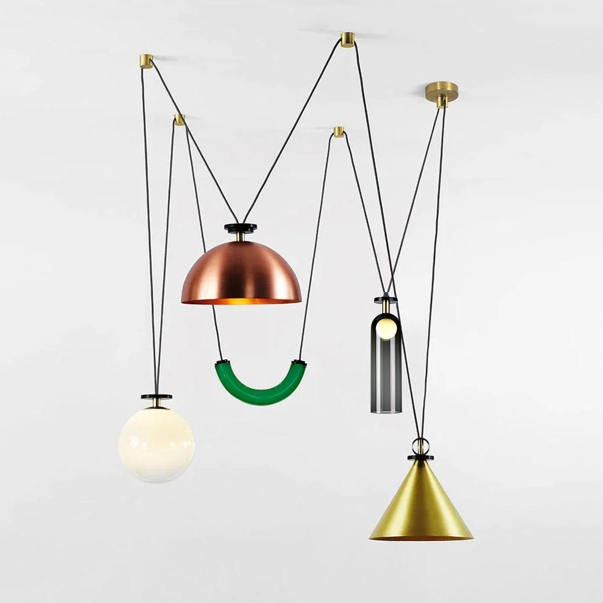 Modular geometric chandelier with abstract shapes | Sansoti