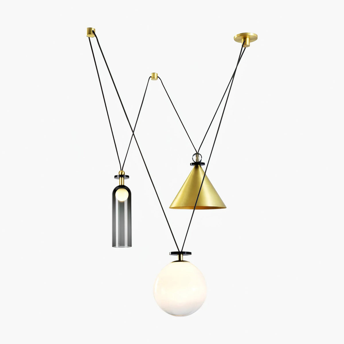 Modular geometric chandelier with abstract shapes | Sansoti