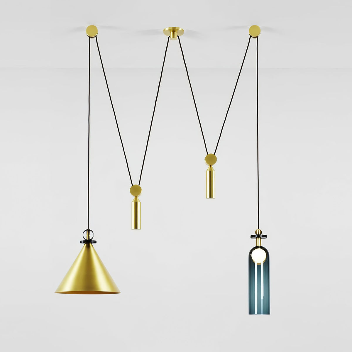 Modular geometric chandelier with abstract shapes | Sansoti