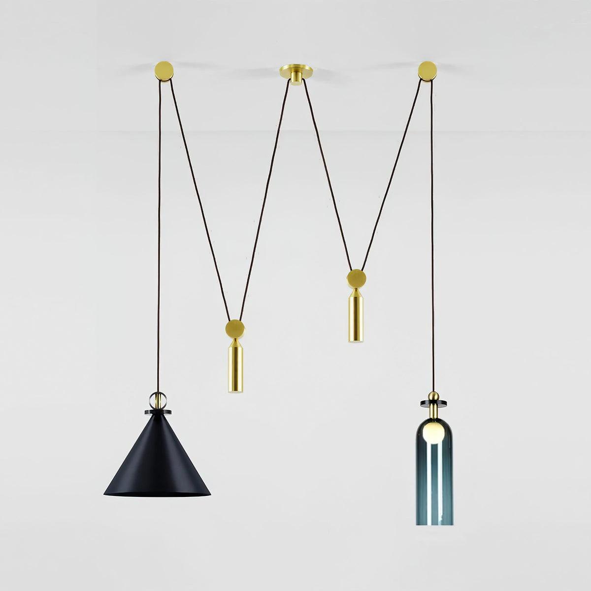 Modular geometric chandelier with abstract shapes | Sansoti