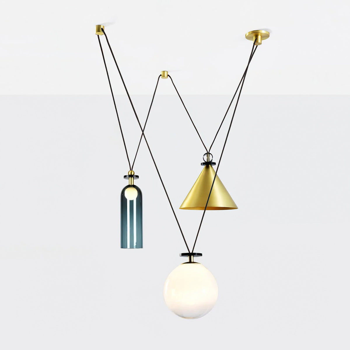 Modular geometric chandelier with abstract shapes | Sansoti