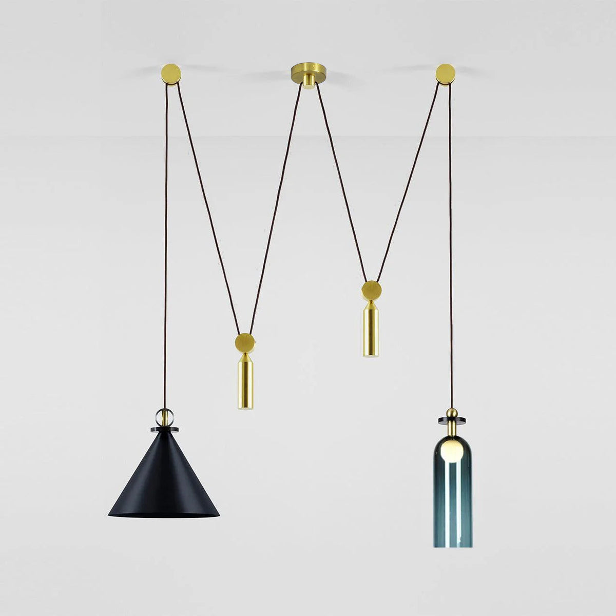 Modular geometric chandelier with abstract shapes | Sansoti