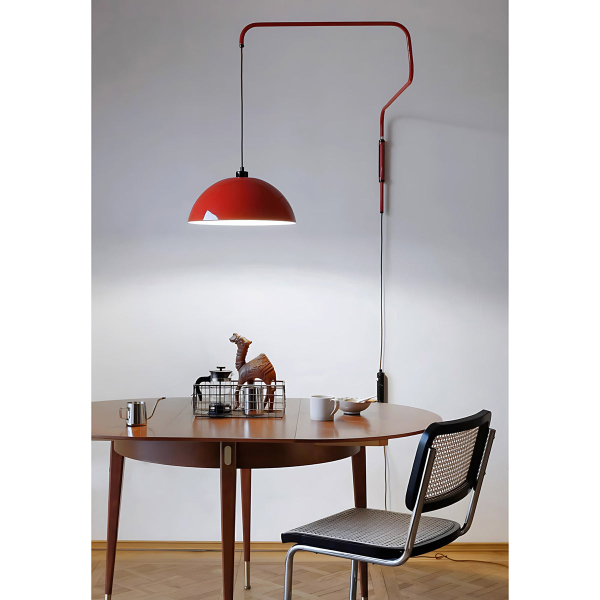 Geometric Wall Lamp Plug-In with Dim Function – Red & Black Metal Design – 3 Sizes S/M/L | Sansoti