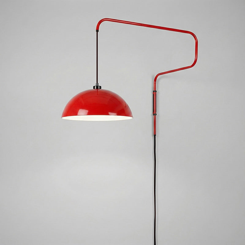 Geometric Wall Lamp Plug-In with Dim Function – Red & Black Metal Design – 3 Sizes S/M/L | Sansoti