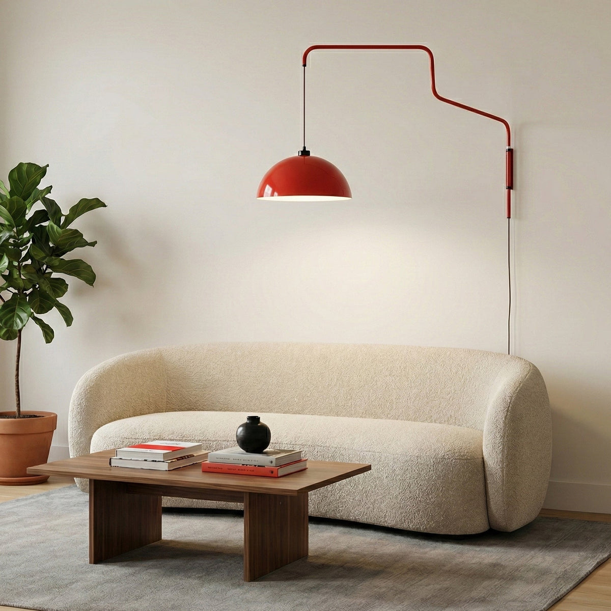 Geometric Wall Lamp Plug-In with Dim Function – Red & Black Metal Design – 3 Sizes S/M/L | Sansoti