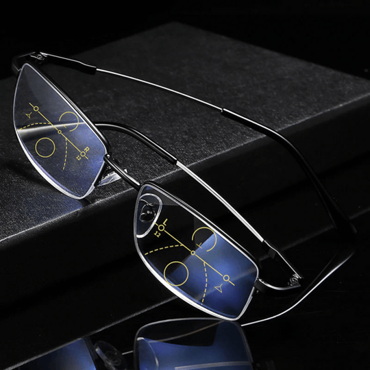 Progressive Multifocal Reading Glasses with Color Change and UV Protection – Includes Glasses Case | Sansoti