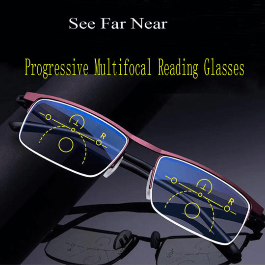 Progressieve Multifocale Leesbril met Kleurwisseling en UV-Bescherming – Inclusief Brillenkoker | Sansoti