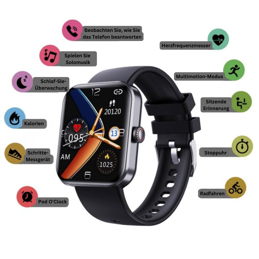 Smartwatch Glucosemeter Non-invasief Bloedsuiker Hartslagmeter Bloeddruk Zuurstofmeting Slaapmonitor | Sansoti