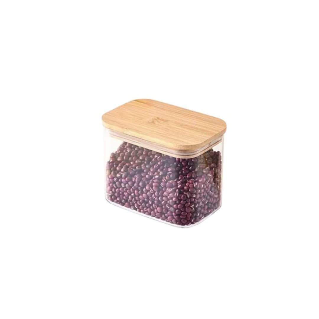 Voorraadpot Glas met Bamboedeksel 750ml-2100ml Luchtdicht Keukenorganisatie Natuurlijk Opbergpot Voedselopslag | Sansoti