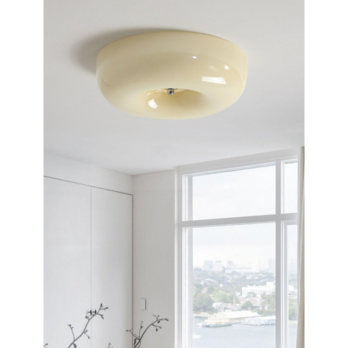 Glas-Deckenleuchte mit integrierter LED-Beleuchtung für moderne Wohn-, Schlaf- und Flurbereiche | Sansoti