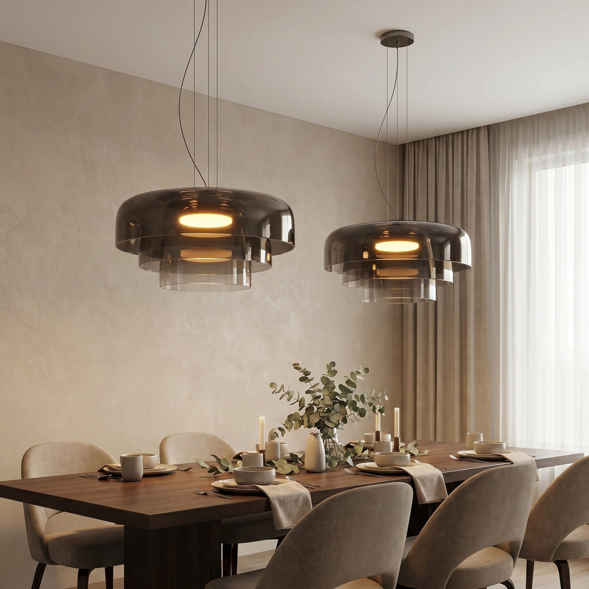 Hand-Blown Glass Pendant Light Organic Design Ø42cm Warm White Light Dining Room Kitchen Island Artisanal Craftsmanship | Sansoti