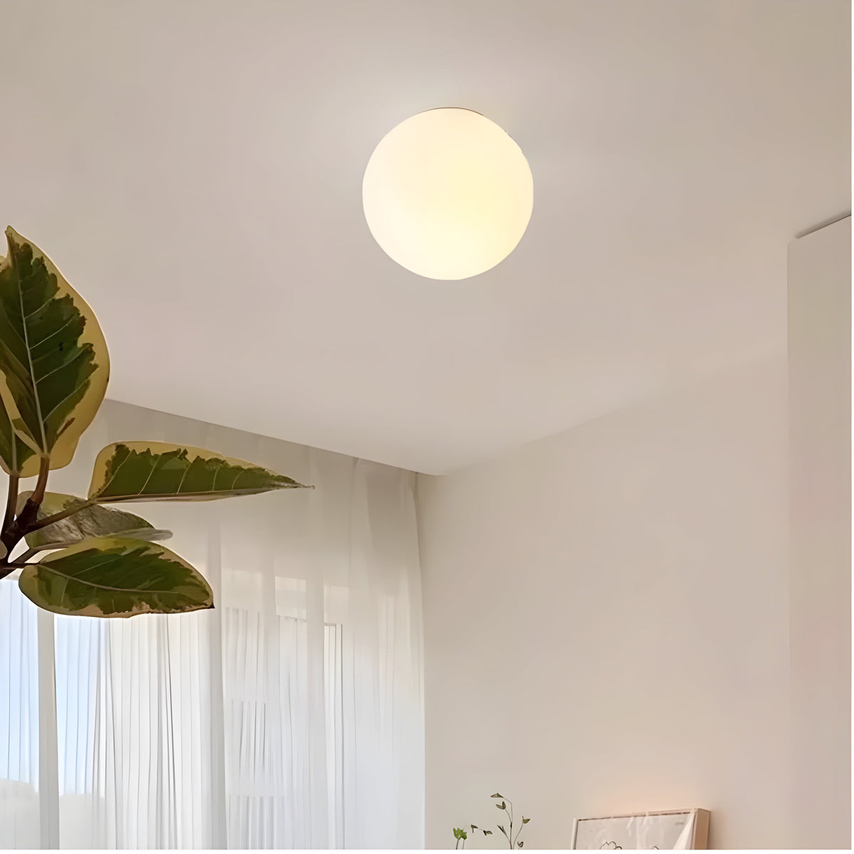 Runde Wandleuchte Milchglas E27 Skandinavisch Minimalistisch Wohnzimmer Schlafzimmer Flur Eingangsbereich Badezimmer | Sansoti