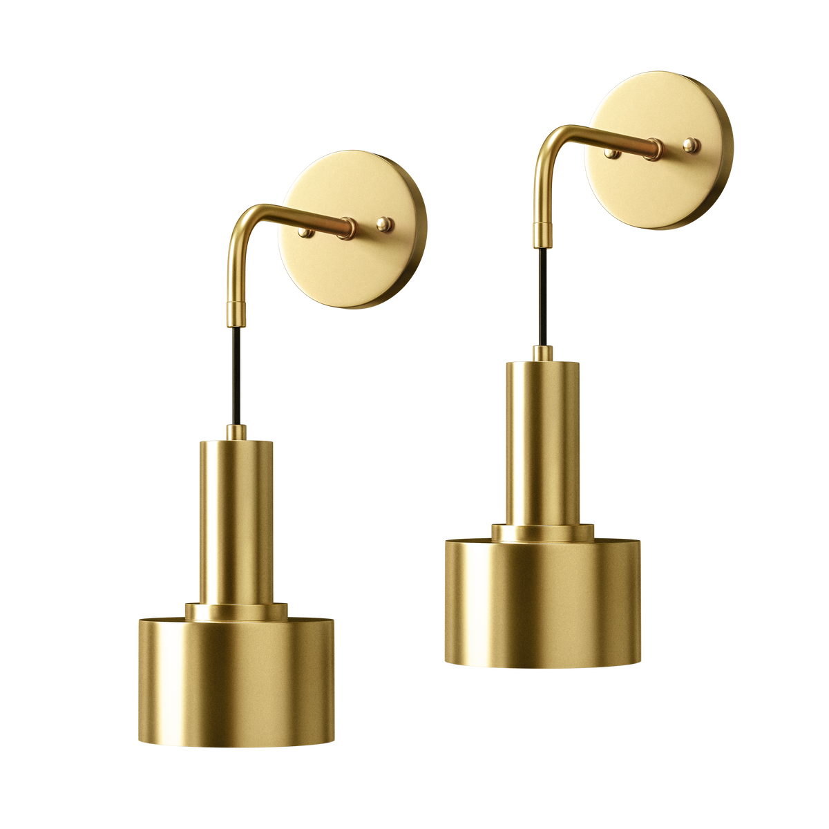 Wall Lamp Gold Industrial Set of 2 Hanging Shade Metal Remote Control Dimmable RGB Bedroom | Sansoti