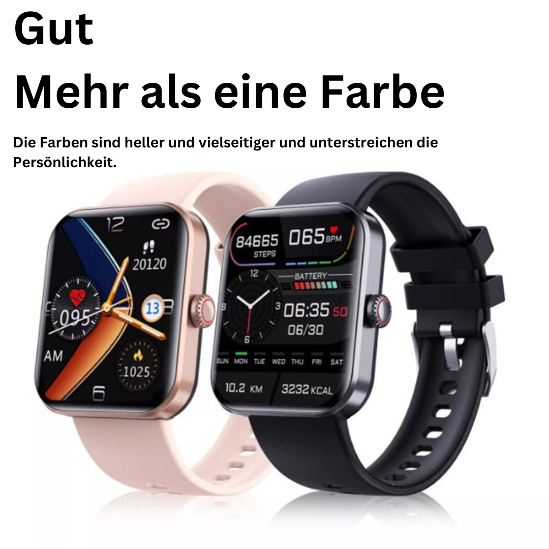 Smartwatch mit Gesundheitsmessung Herzfrequenzmesser Blutdruck Sauerstoffniveau Schwarz Rosa | Sansoti