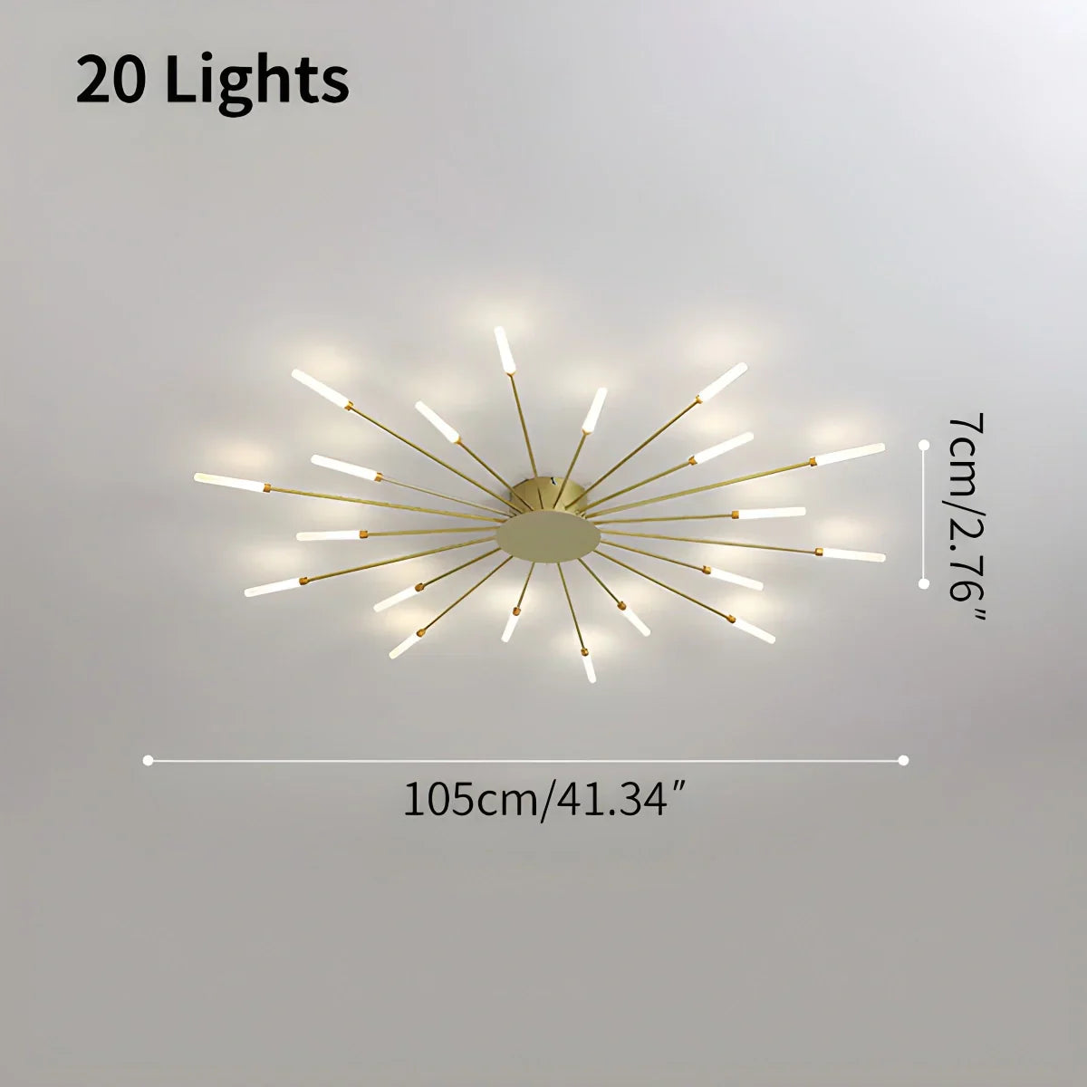 LED Ceiling Lamp Metal 20-42 Light Points Black Gold Living Room Dining Room Star Shape Design Dimmable Modern Lighting Large Spaces | Sansoti