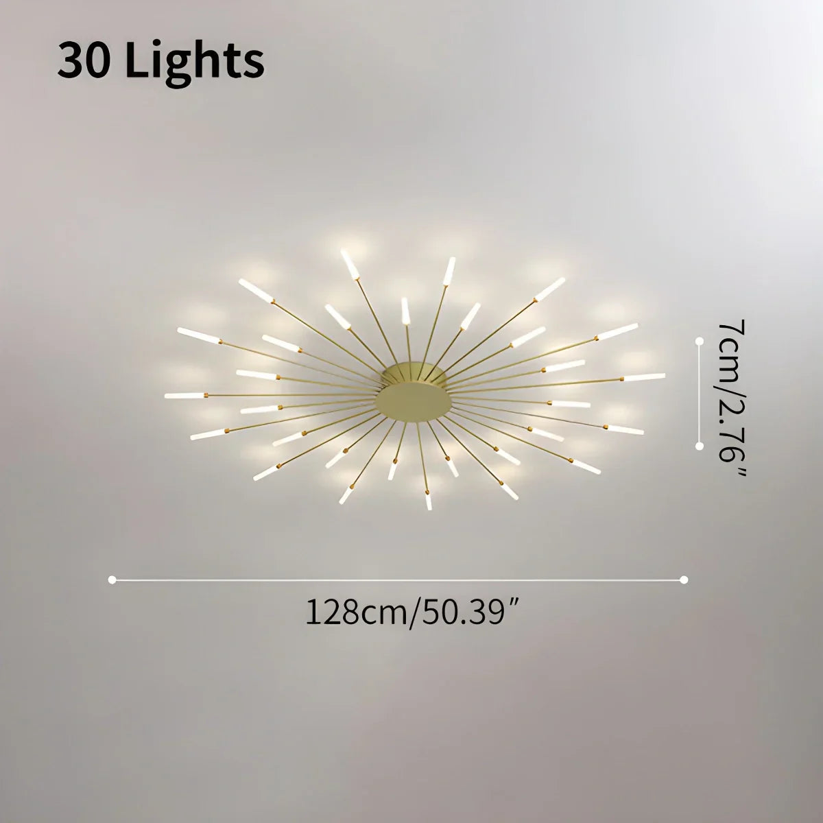 LED Ceiling Lamp Metal 20-42 Light Points Black Gold Living Room Dining Room Star Shape Design Dimmable Modern Lighting Large Spaces | Sansoti