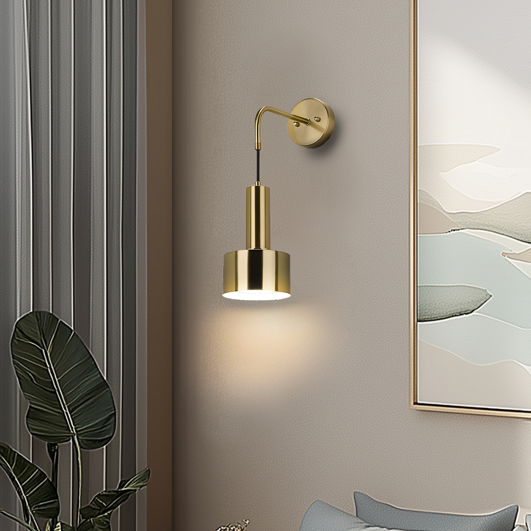 Wandleuchte Gold Industrial Set 2 Hängender Schirm Metall Fernbedienung Dimmbar RGB Schlafzimmer | Sansoti