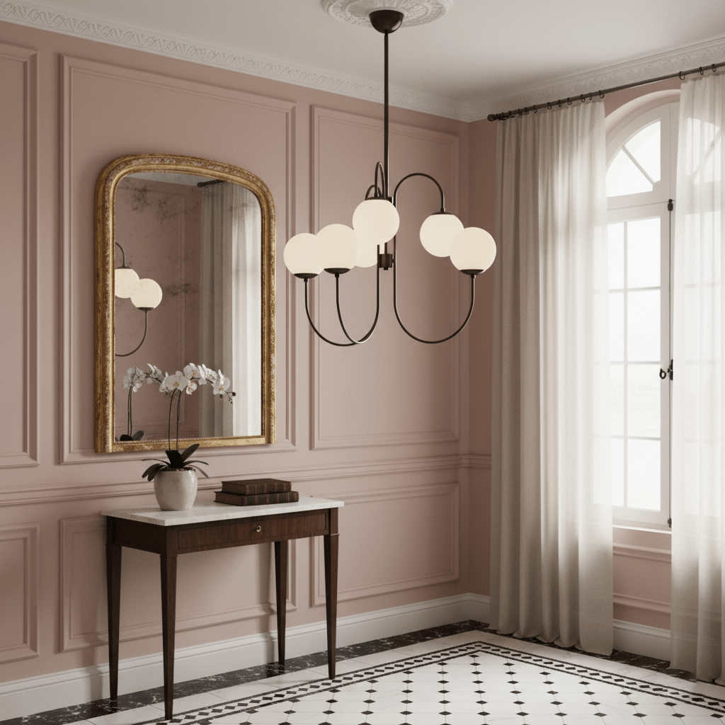 Lustre Col de Cygne Ø76 cm – Suspension 8 Lumières avec Boules en Verre Or/Noir | Sansoti