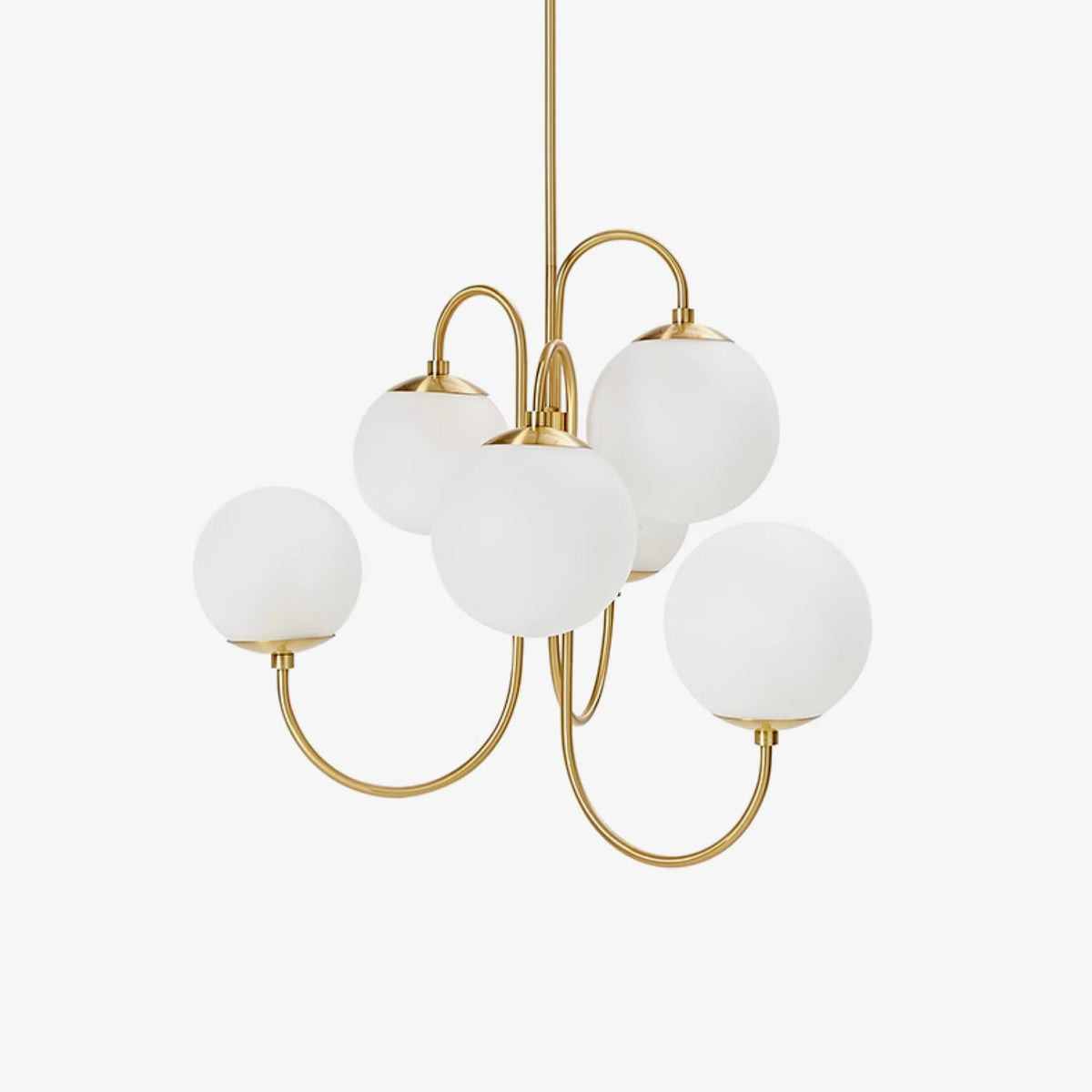 Zwanenhals Kroonluchter Ø76 cm – 8-Lichts Hanglamp met Glazen Bollen Goud/Zwart | Sansoti
