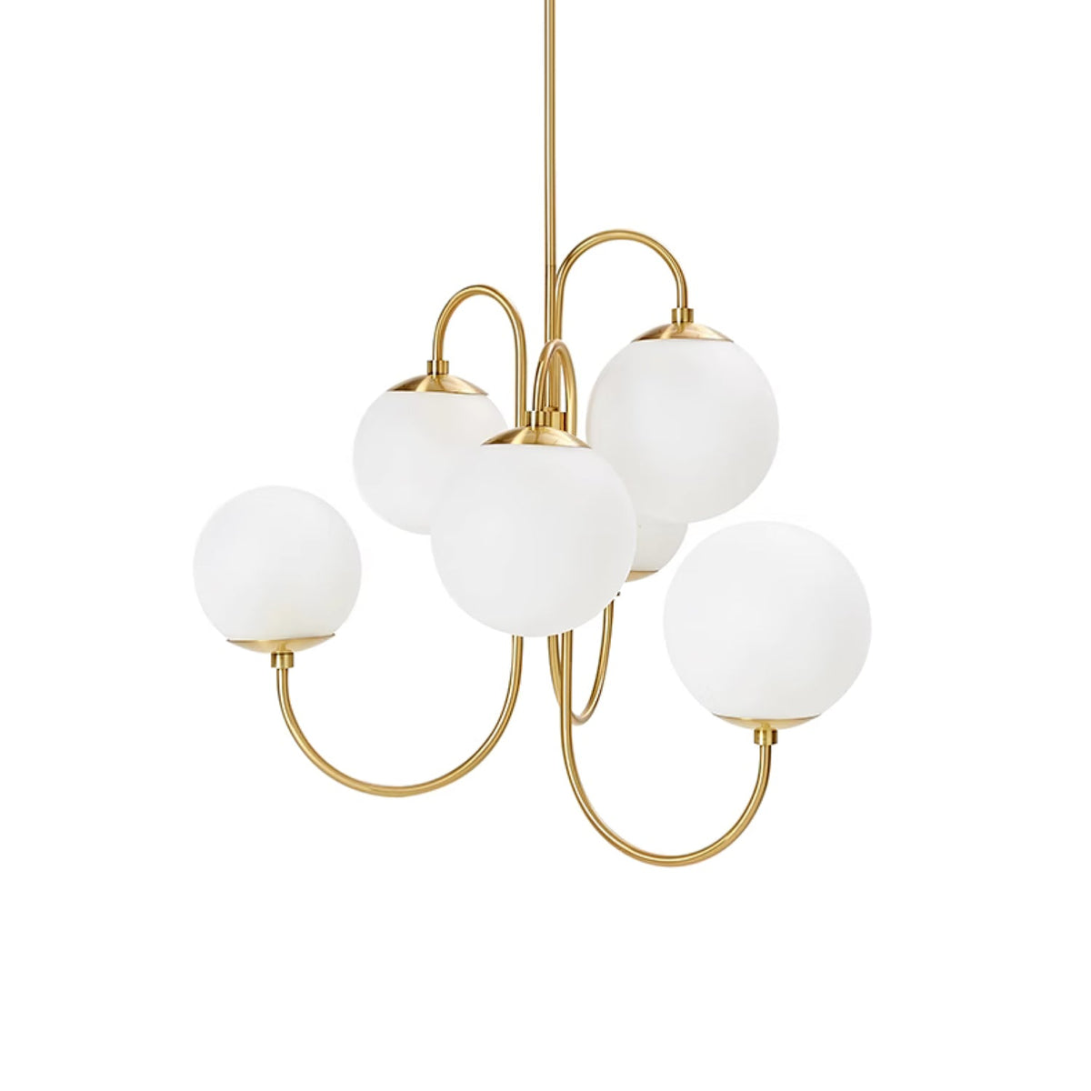 Lustre Col de Cygne Ø76 cm – Suspension 8 Lumières avec Boules en Verre Or/Noir | Sansoti