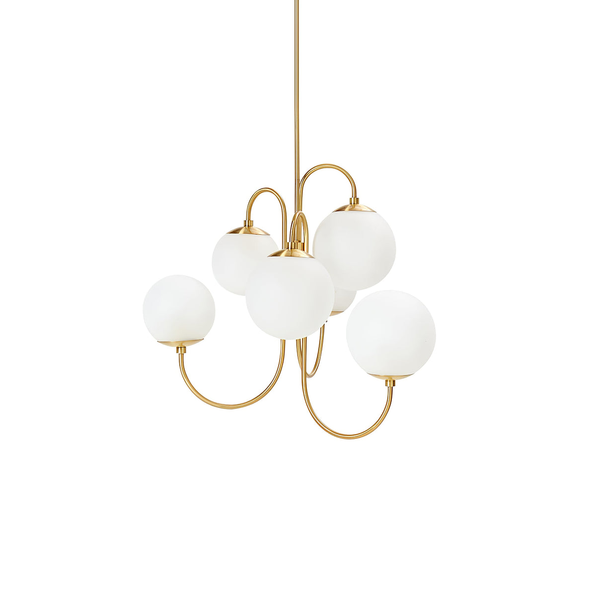 Lustre Col de Cygne Ø76 cm – Suspension 8 Lumières avec Boules en Verre Or/Noir | Sansoti