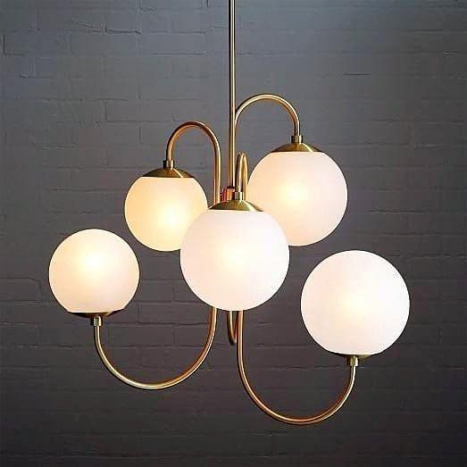 Lustre Col de Cygne Ø76 cm – Suspension 8 Lumières avec Boules en Verre Or/Noir | Sansoti