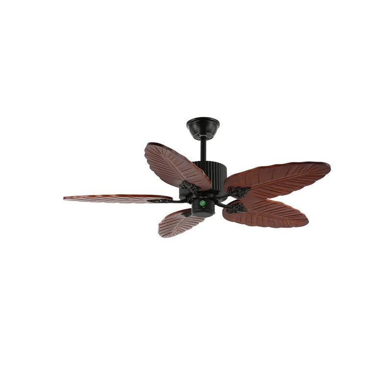 Tropical ceiling fan with lighting and remote control – Natural design with glass shade | Sansoti